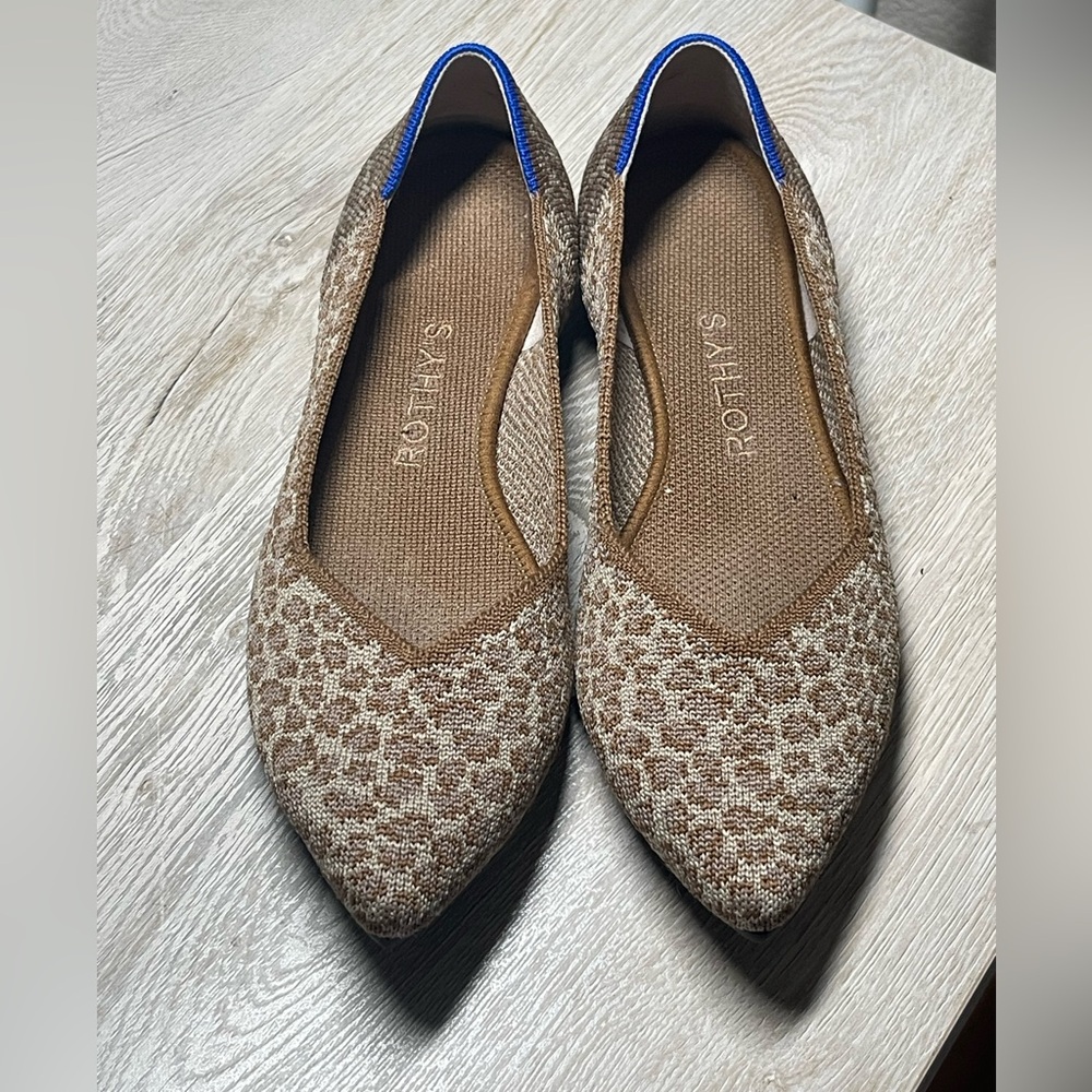 Rothy's The Point Driftwood Spot Textile Ballet Flats Womens US 5.5 EU 35.5